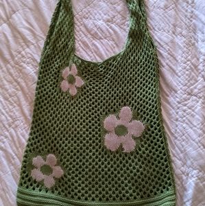 Green 💚 flower crochet knitted purse bag